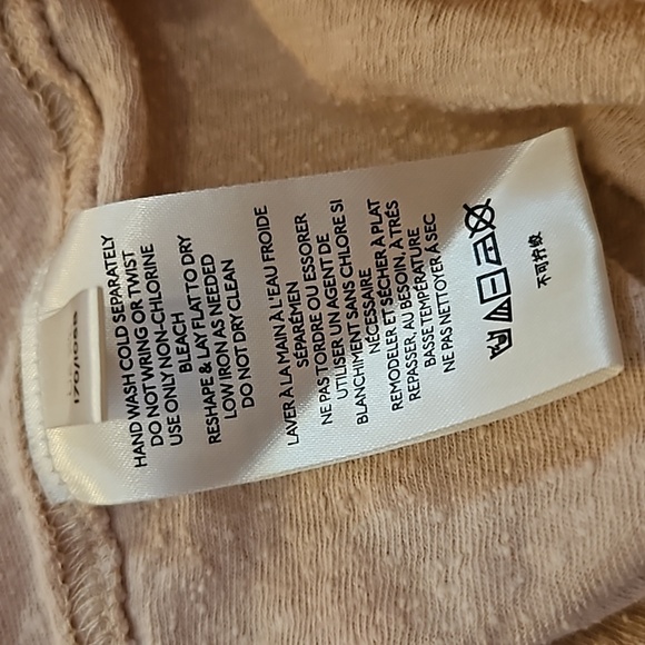 3/$30 FREE PEOPLE Creamy Light Peach Ruched Sleeve Textured Cotton Linen Top - Picture 10 of 10